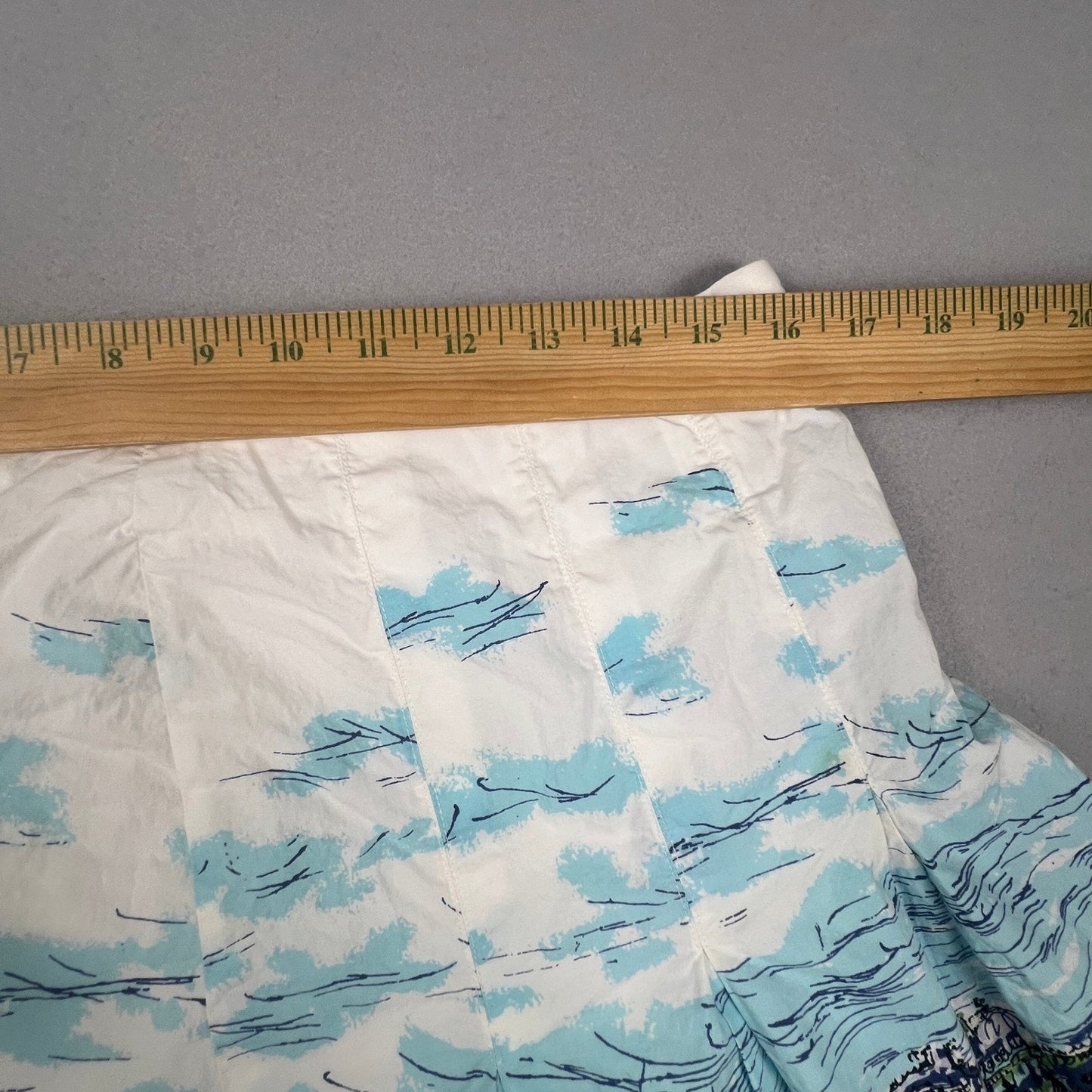 Talbots Pleated Skirt Womens 10 Blue Venice Cityscape Print A-Line Knee Length