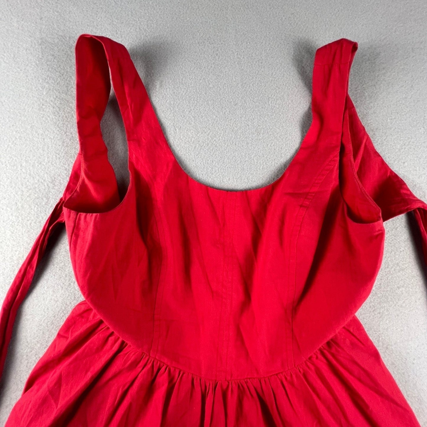 Party Flare Dress Medium Red Open Back Bow Summer Bridal Bridesmaid Cocktail