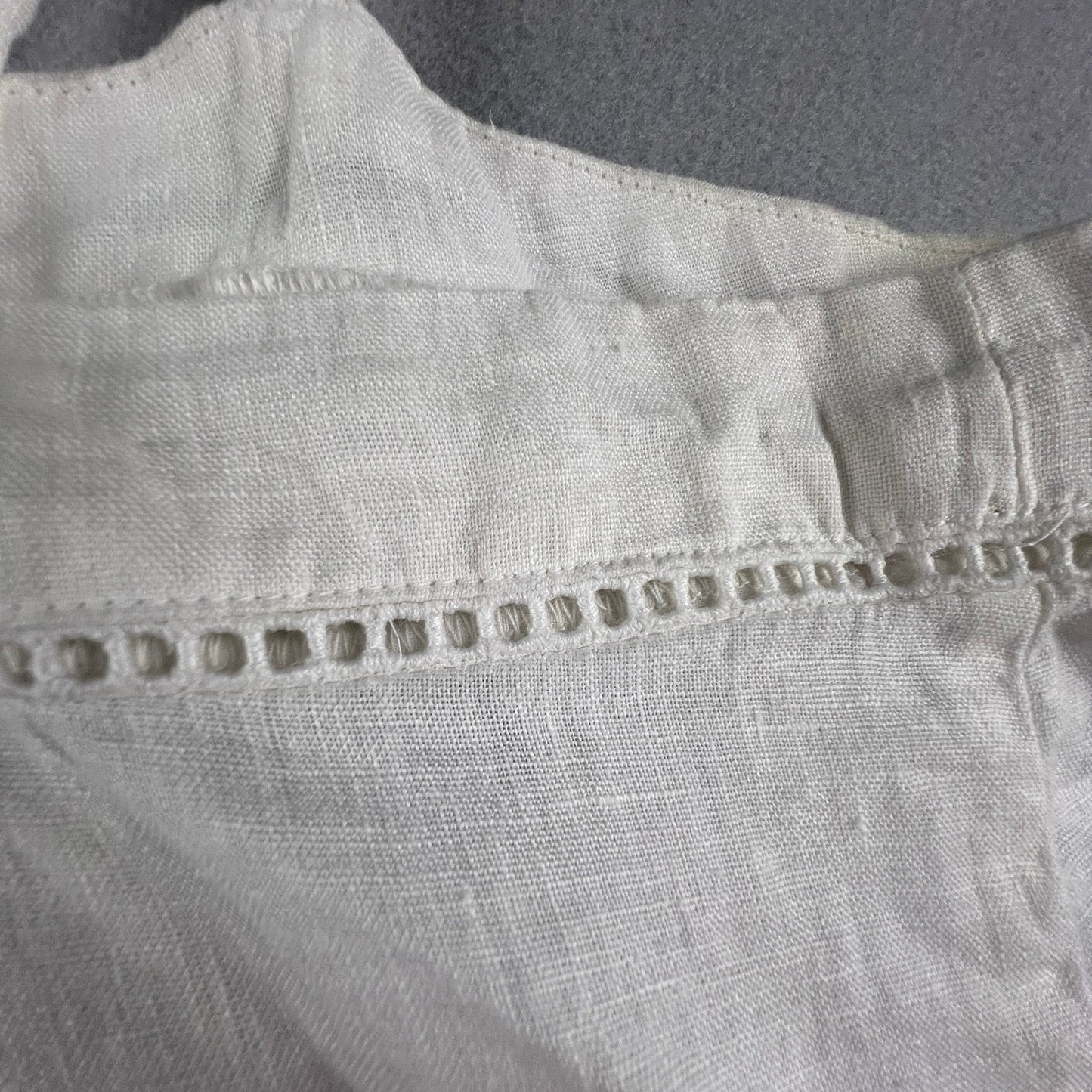 100% Linen White Camisole Top 12 Eyelet Embroidered Strappy Boho Summer GAP