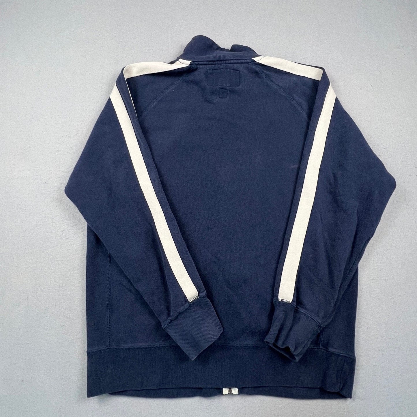 Y2K Old Navy Track Jacket Mens L Navy Blue Stripe Full Zip Fleece Athletic Retro