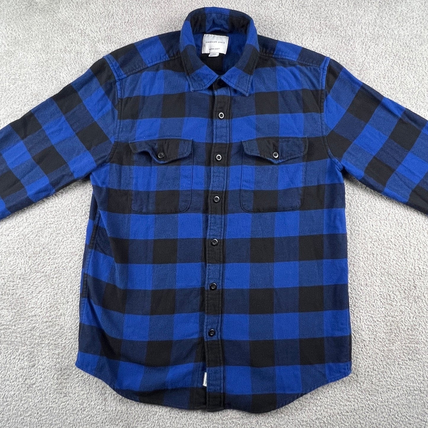100% Cotton Flannel Shirt Mens Small Buffalo Plaid Super Soft American Eagle