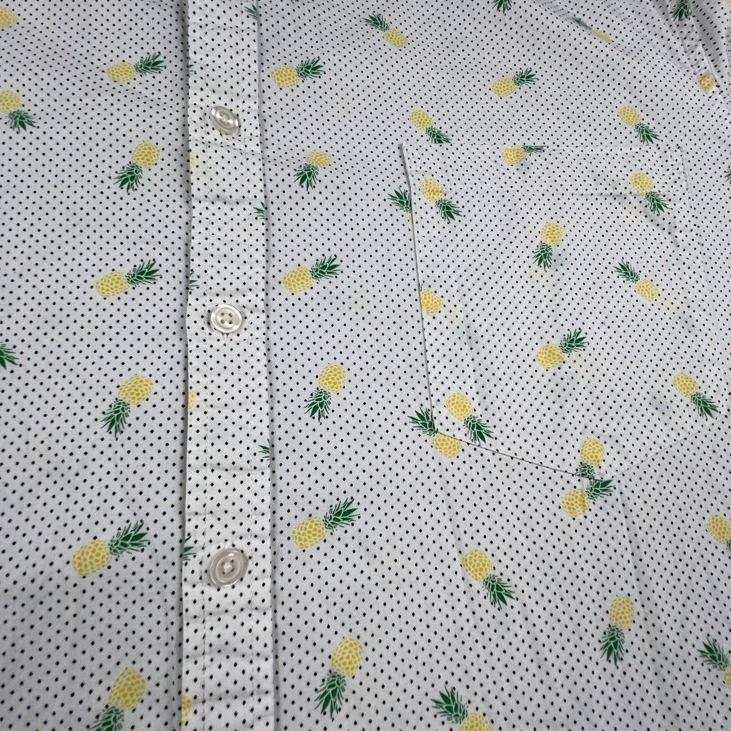 Tropical Button Down Shirt Mens 3XL Tall Pineapple Polka Dot Casual Apt. 9