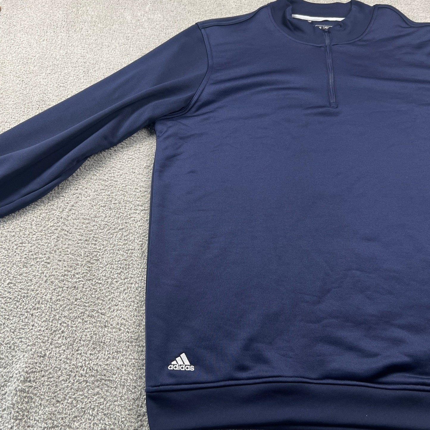 Adidas Quarter Zip Pullover Mens XL Navy Blue Excellent 3 Stripe Performance