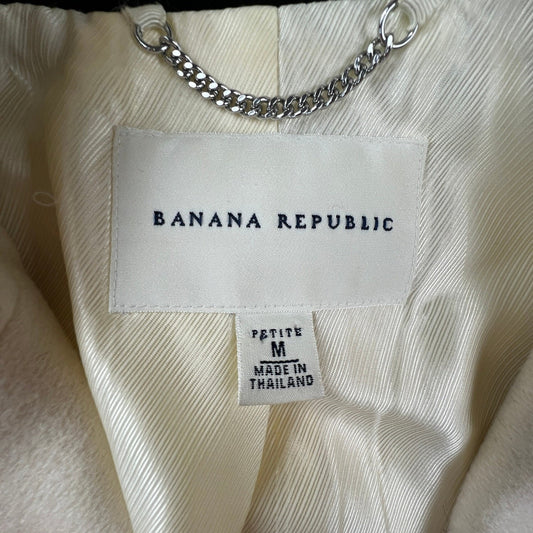 Banana Republic Womens Wool Blend Trench Coat Petite Medium Cream Ivory Minimal
