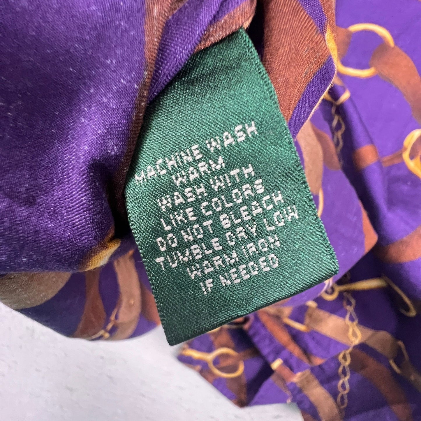 Lauren Ralph Lauren Shirt Womens 2X Purple Equestrian Chain Print Cotton Blouse