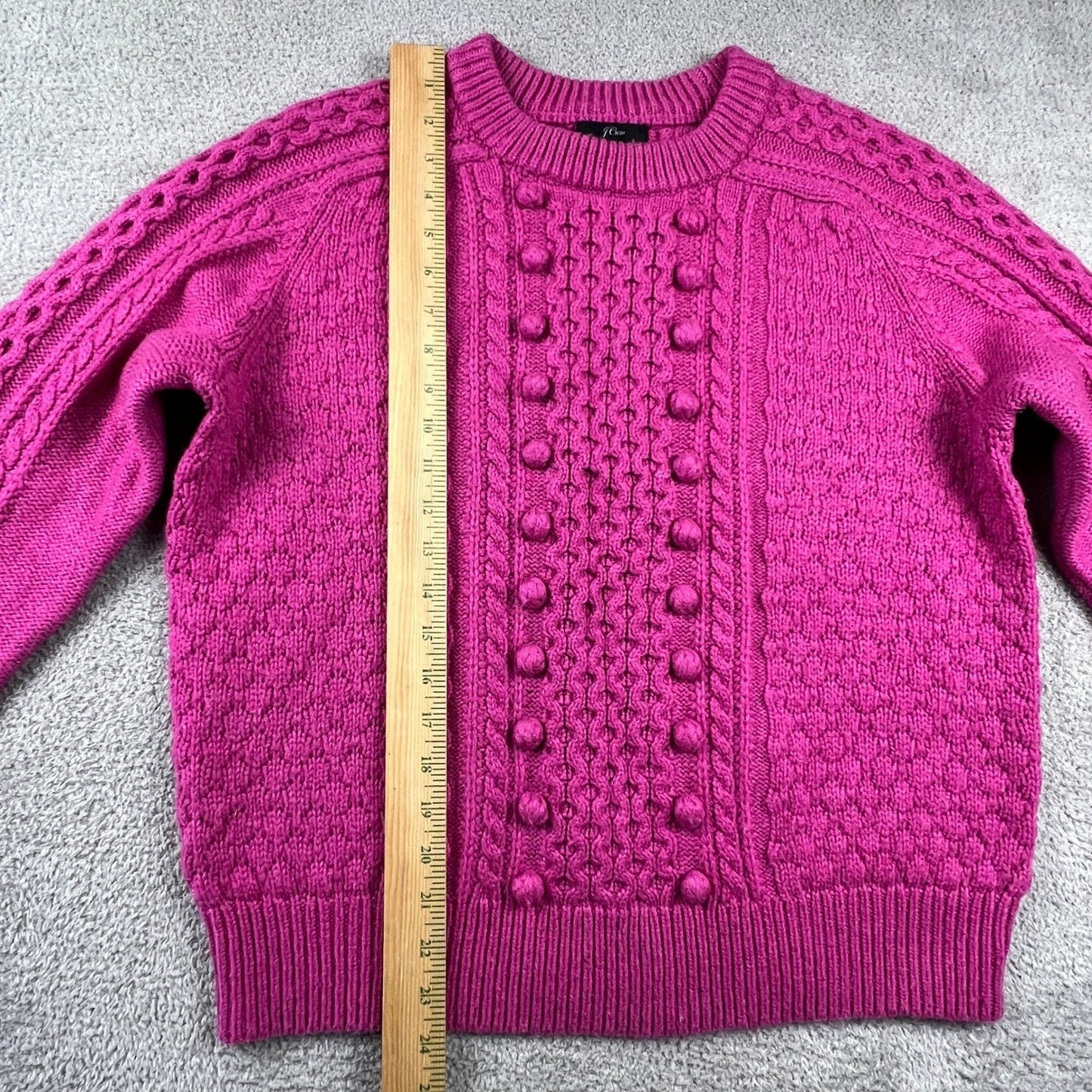 J.Crew Pink Cable Knit Sweater Womens Large Preppy Chunky Textured Cozycore