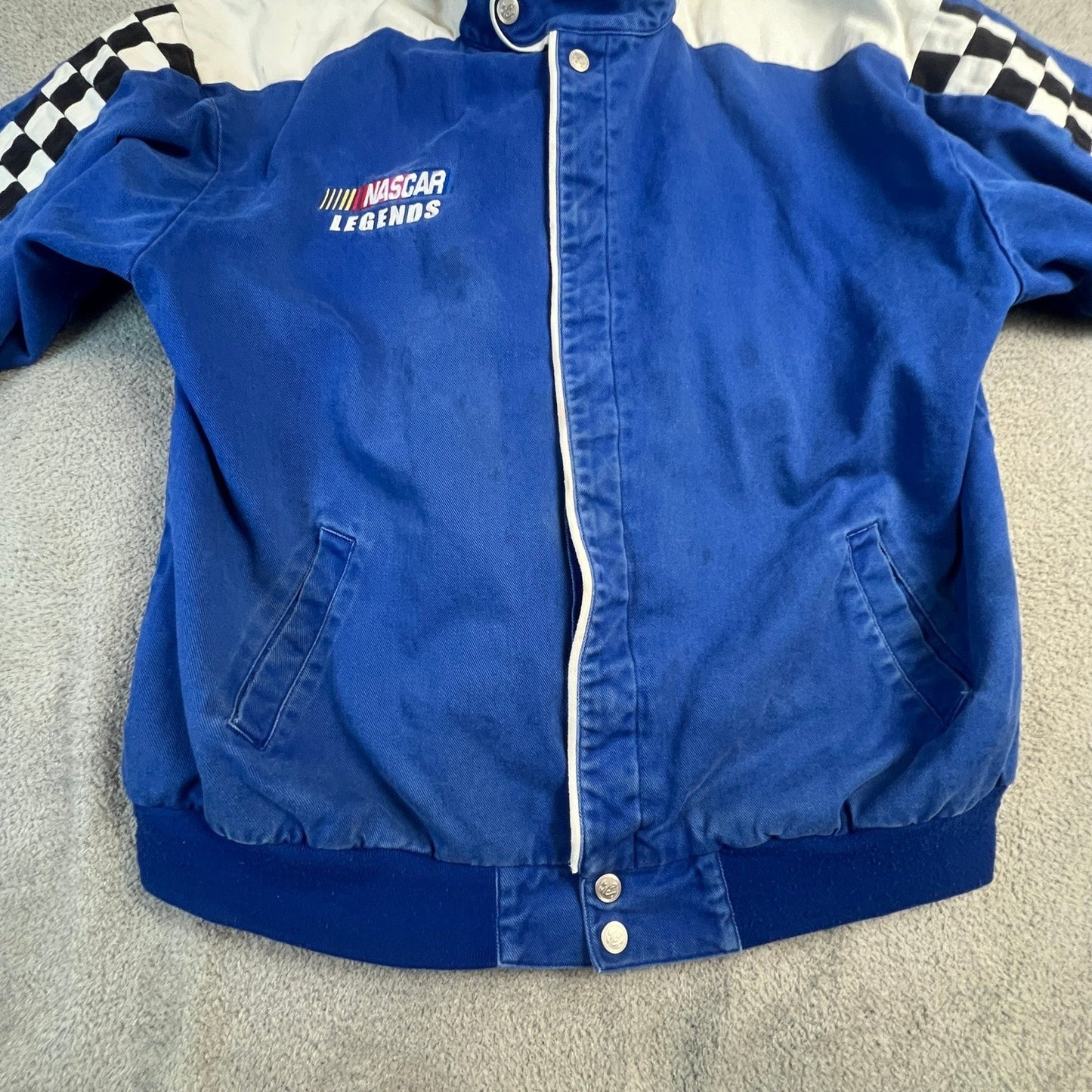 Chase Authentics NASCAR Mens XXL Legends Signature Jacket Blue Cotton Twill