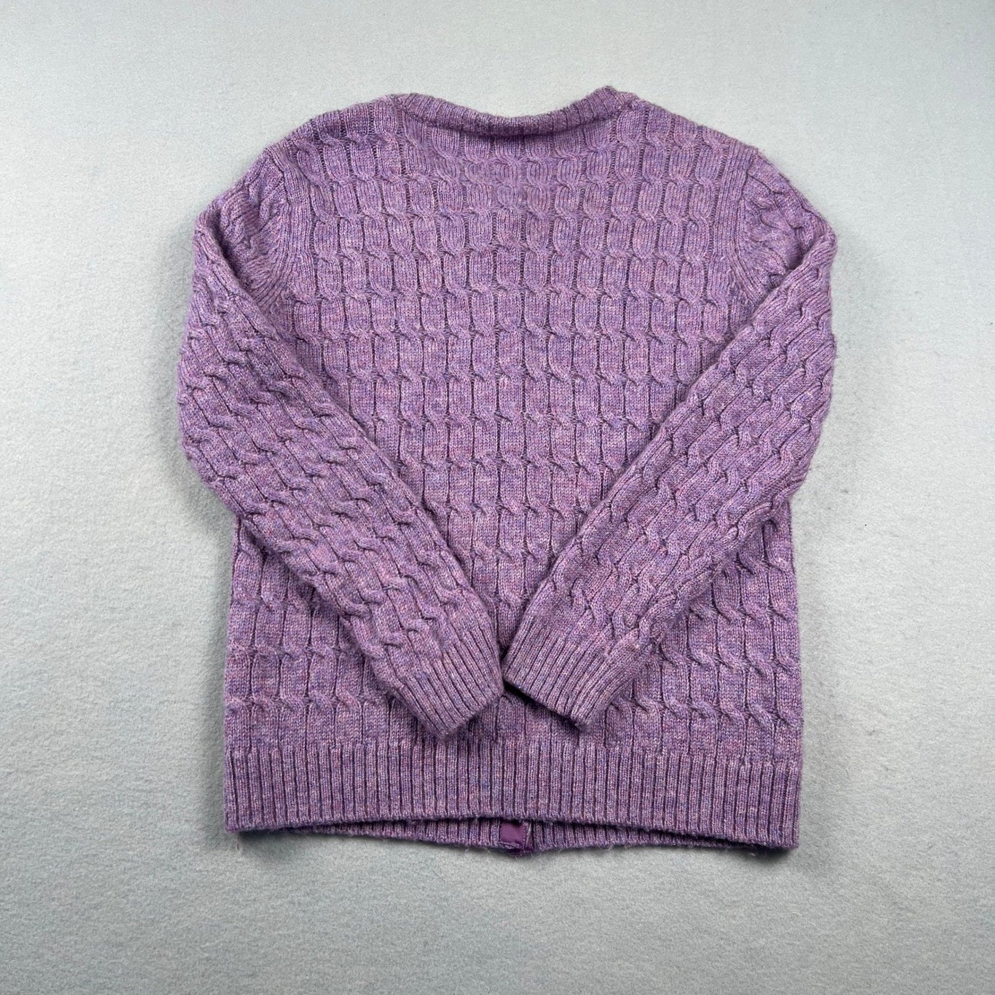 VTG Style 100% Wool Norm Thompson Cardigan Sweater Small Cable Knit Classic