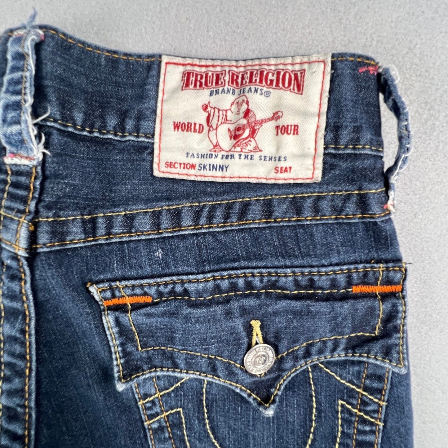 True Religion Skinny Jeans Womens 25 Dark Wash Low Rise Horseshoe Y2K Denim