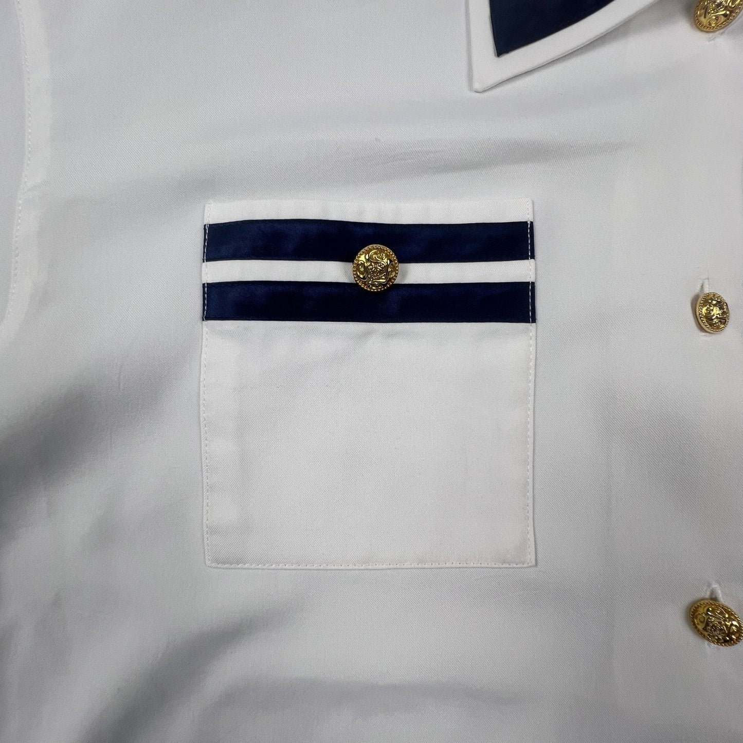 VTG Nautical Gold Button Blouse Crack Tokyo Fashion Button Up Shirt Womens L