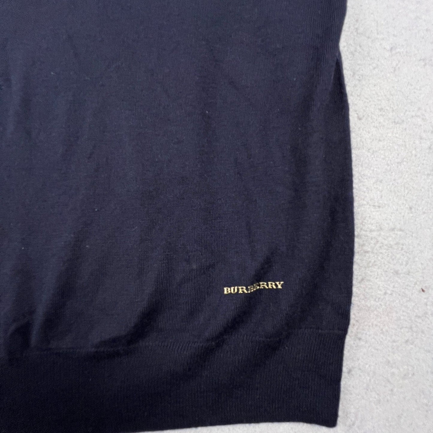 Burberry London Cashmere Sweater Mens M Navy Crewneck Nova Check Luxury Knit