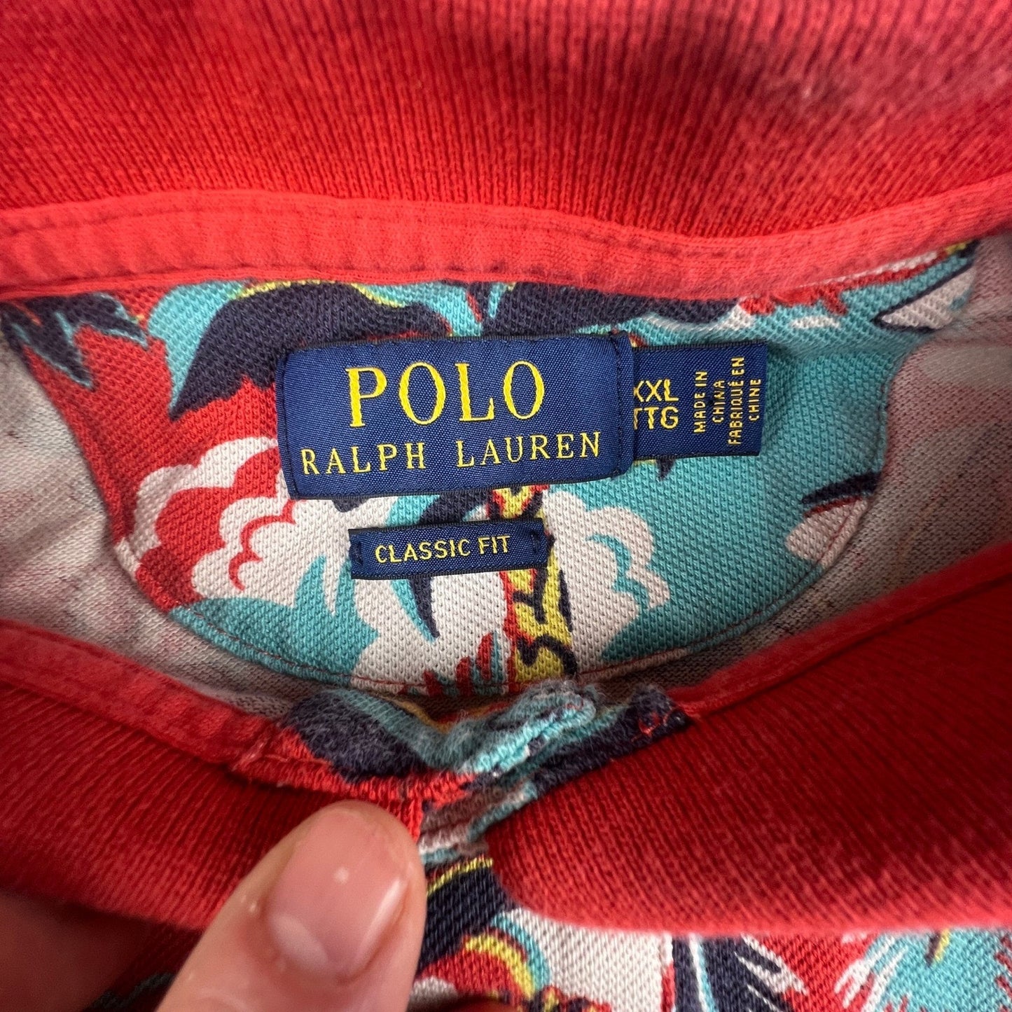 Polo Ralph Lauren Polo Shirt Mens XXL Red Aloha Tropical Hawaiian Classic Fit