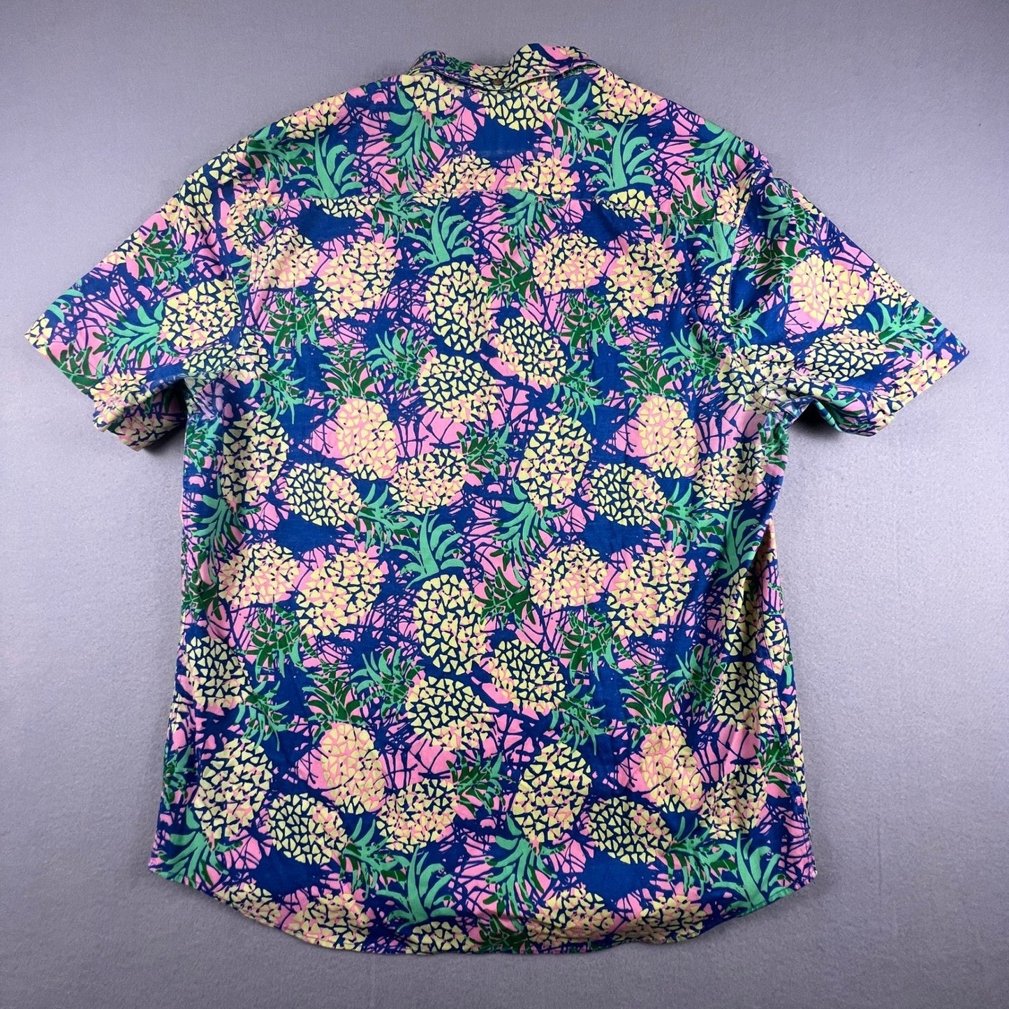 Chubbies Pineapple Shirt Mens XXL Blue Pink Short Sleeve Popover Tropical Summer
