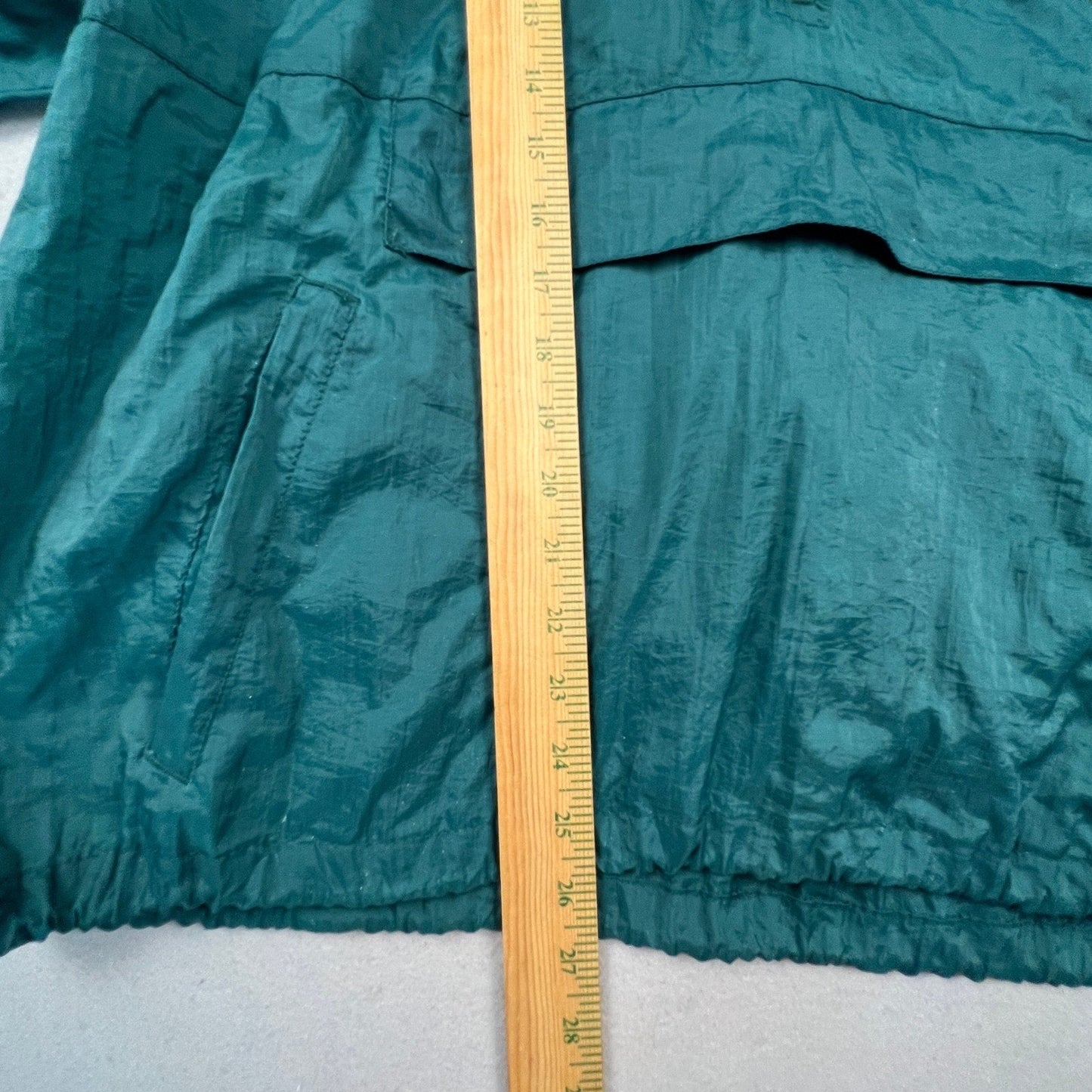Honors Windbreaker Anorak Mens Large Green Vintage 1/4 Zip Hooded Pouch Pocket