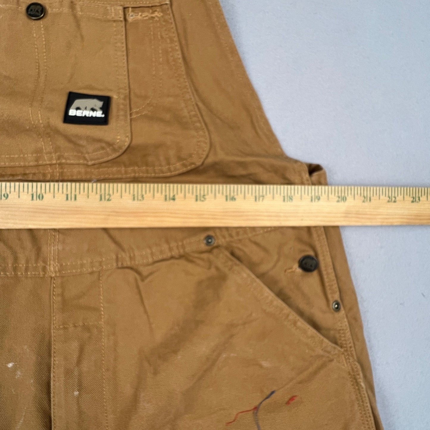 Berne Bib Overalls Mens 38x30 Cotton Duck Canvas Workwear Dble Knee Rugged Brown