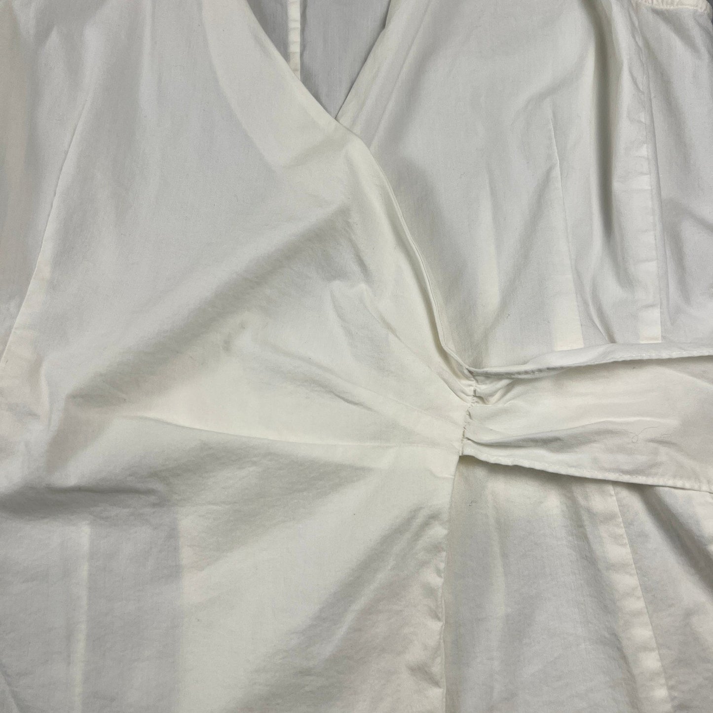 Ann Taylor Loft Wrap Blouse Womens 8 White Sleeveless Collared Side Tie Casual