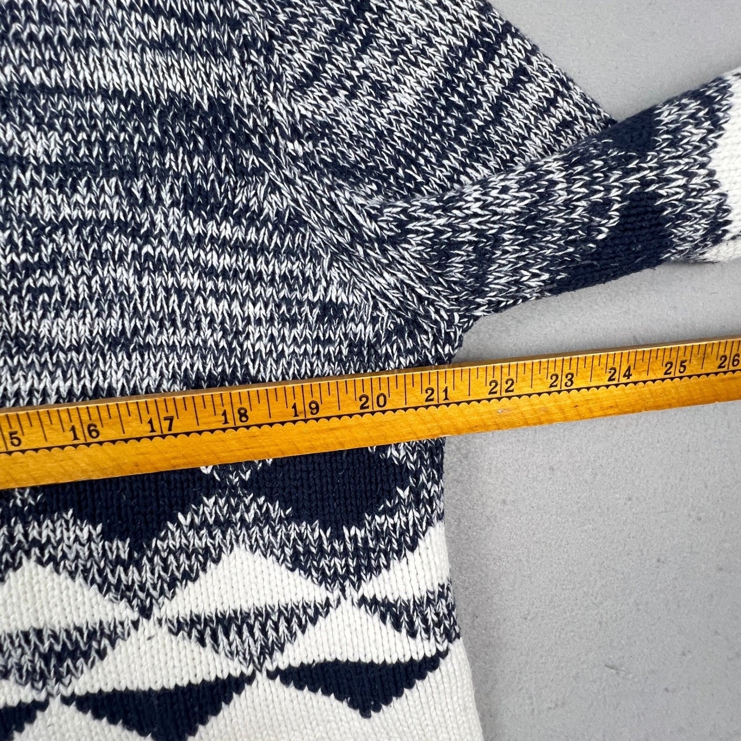 Gap Cardigan Sweater Womens Large Blue White Geometric Fair Isle Shawl Knit Cozy