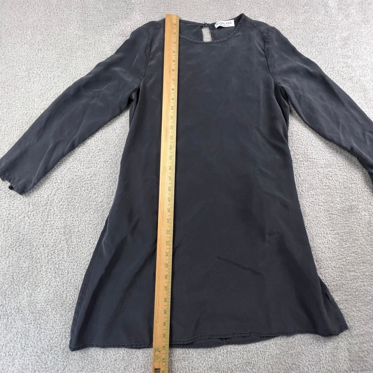 Everlane 100% Silk Dress Womens XS Black Sandwashed Keyhole Back Minimalist