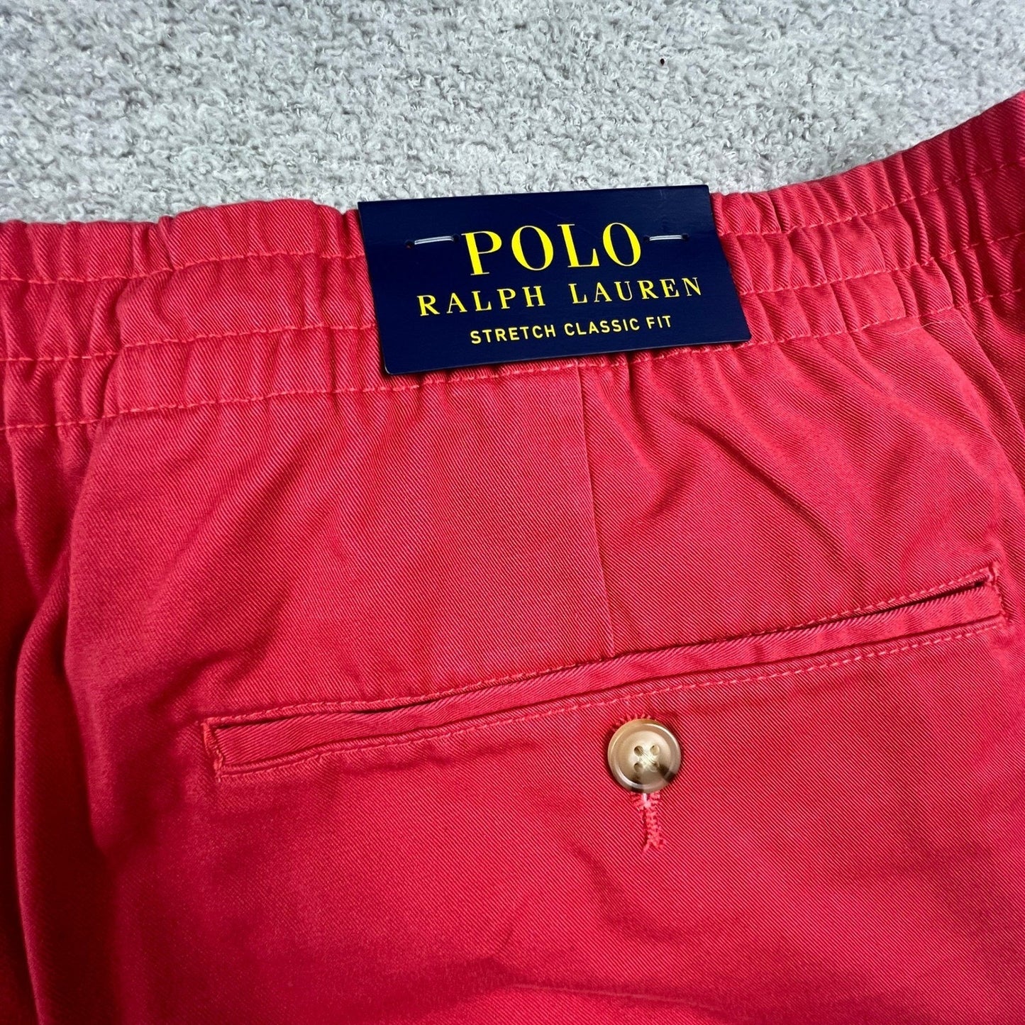 Polo Ralph Lauren Shorts Mens XXL Red Stretch Classic Fit Elastic Waist Chino
