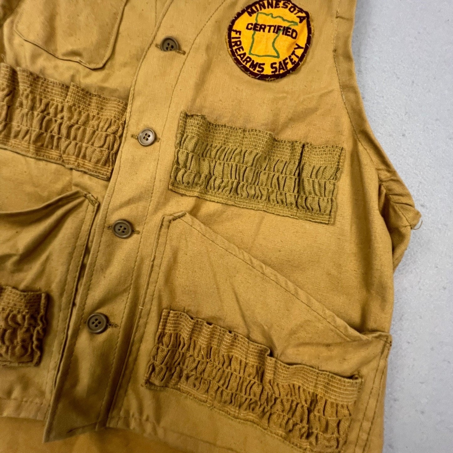 Trailblazer Winchester Hunting Vest Mens L Tan Canvas Minnesota Safety Vintage