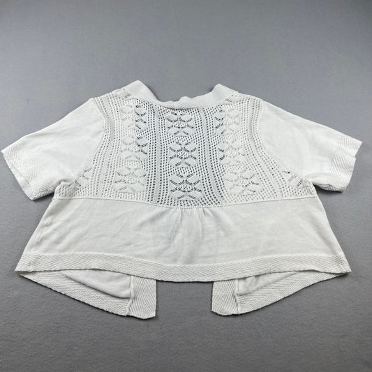 Torrid Cardigan Sweater Womens 1 White Pointelle Crochet Open Front Shrug Boho