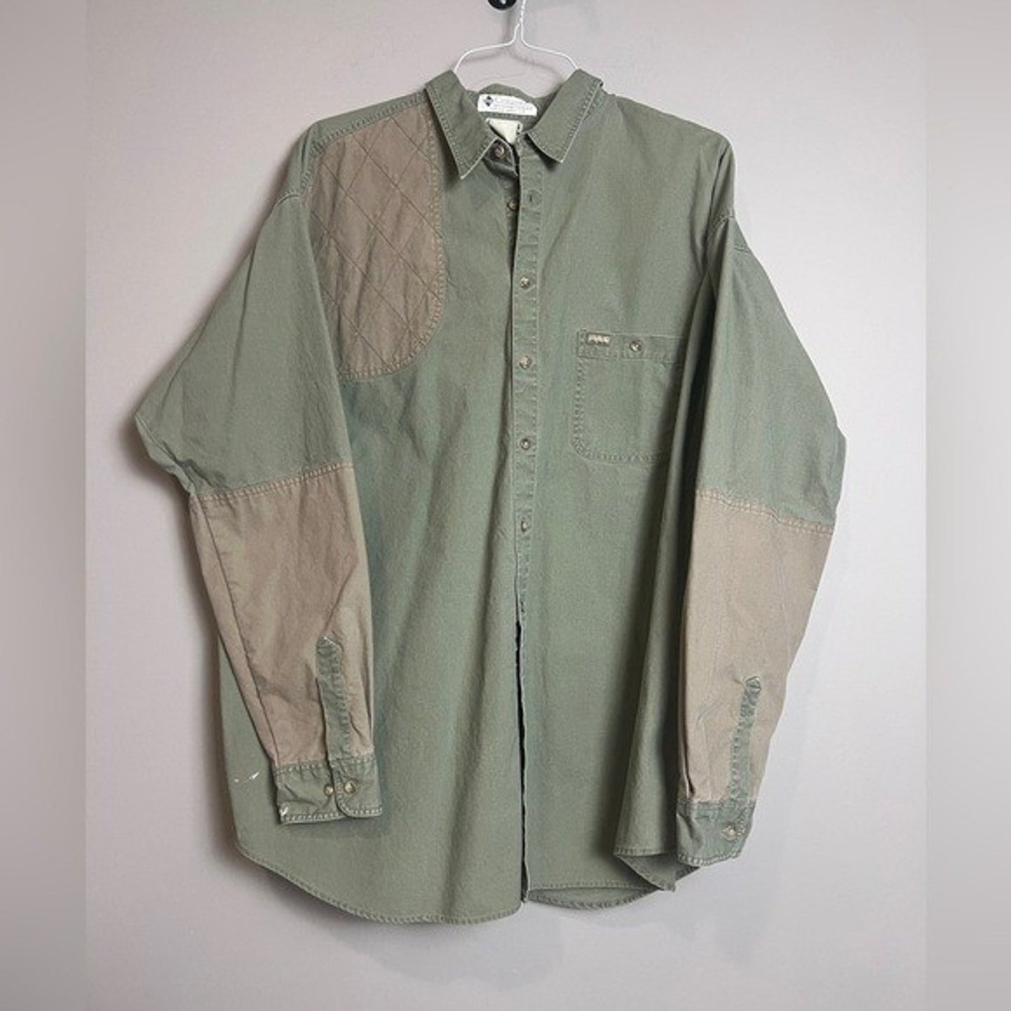 Columbia Hunting Shirt Mens XXL Olive Quilted Shoulder Outdoor Workwear Utility