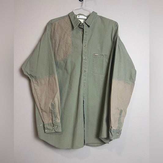 Columbia Hunting Shirt Mens XXL Olive Quilted Shoulder Outdoor Workwear Utility