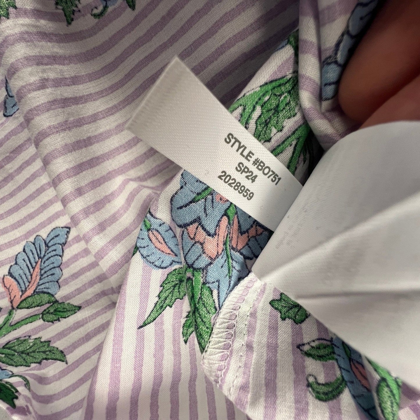 J.Crew Floral Stripe Cotton Voile Top Womens Medium Purple B0751 Boho Coastal