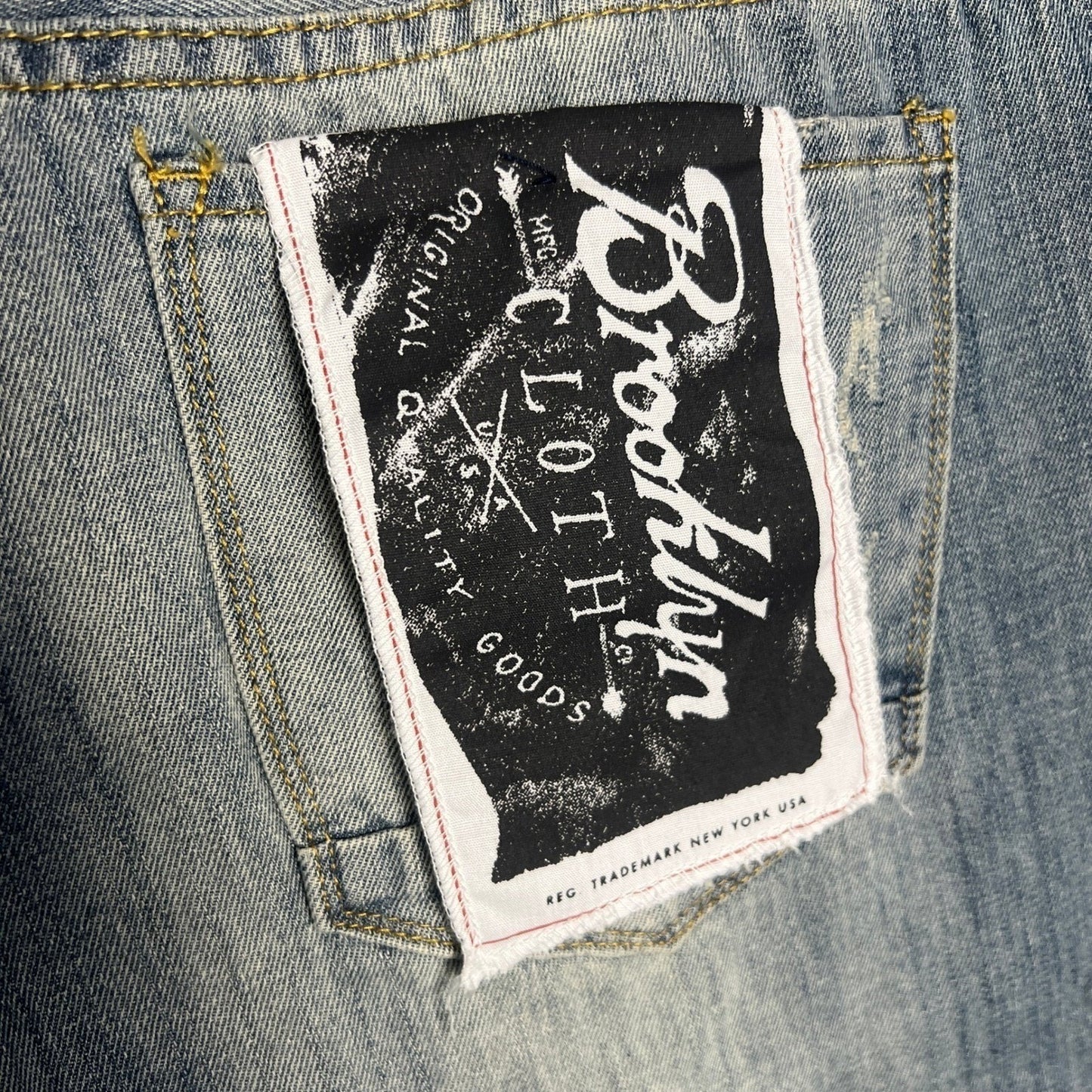 Brooklyn Cloth Jeans Mens 38x30 Light Wash Distressed Slim Fit Denim Punk Emo