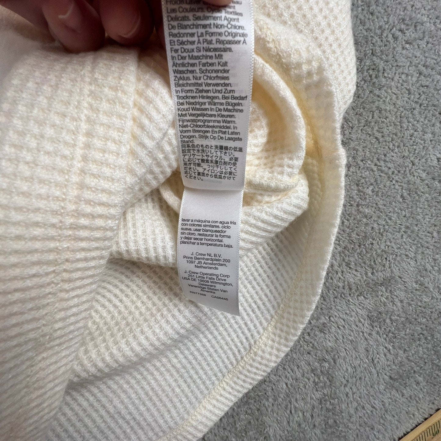 Madewell Waffle Knit Mock Neck Raglan Top XS Cream Minimalist Casual Chic Costal