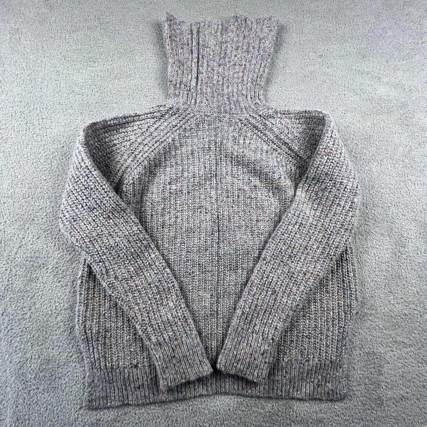 Madewell Womens Turtleneck Sweater Grey Confetti Marl Silk Wool Blend Comfy Cozy