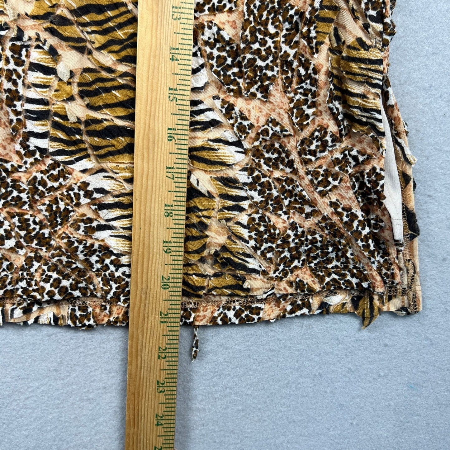 VTG Y2K Rampage Mini Skirt Womens S Brown Mixed Animal Print Handkerchief Hem