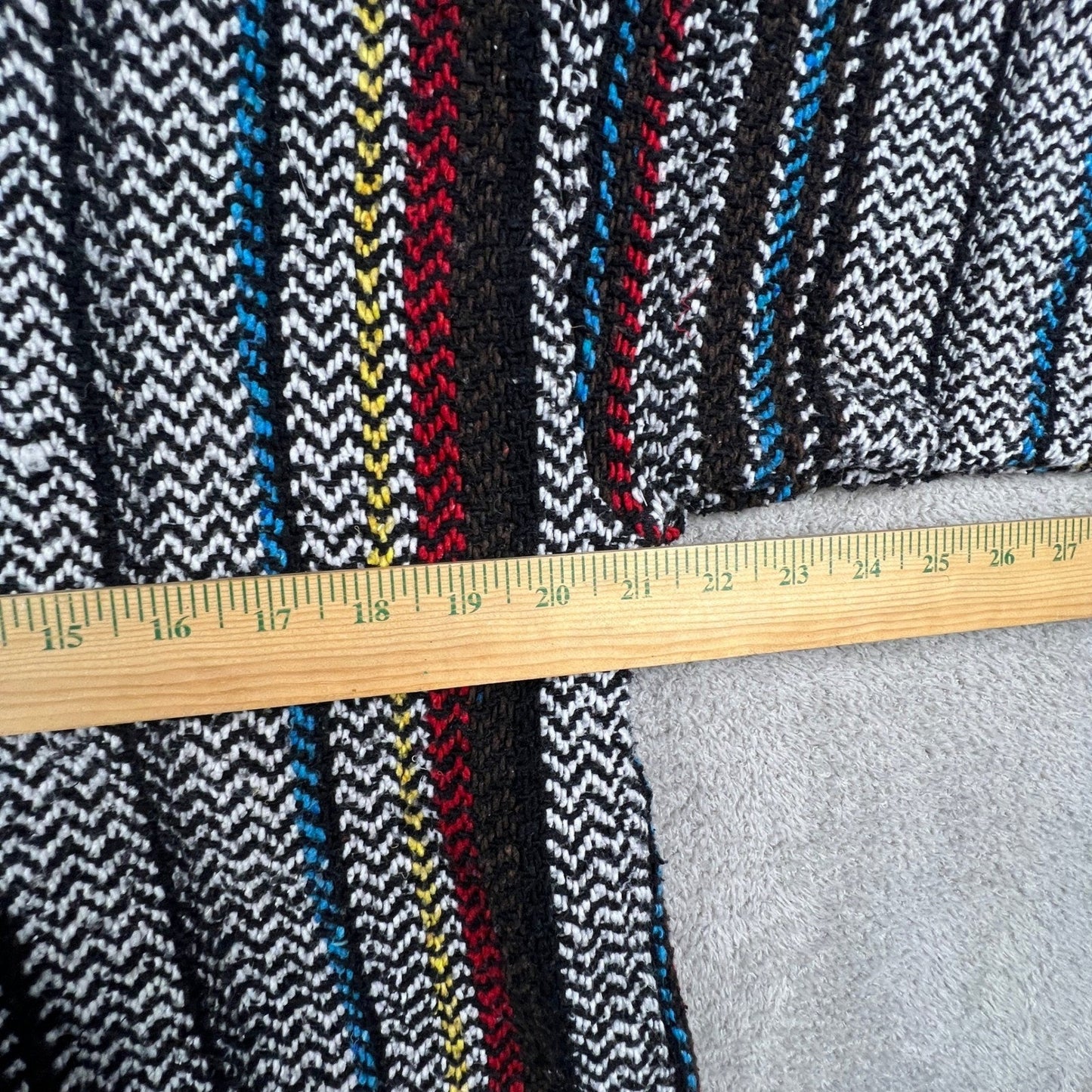 Baja Joe Hoodie Mens Small Striped Mexican Drug Rug Boho Surfer Pullover