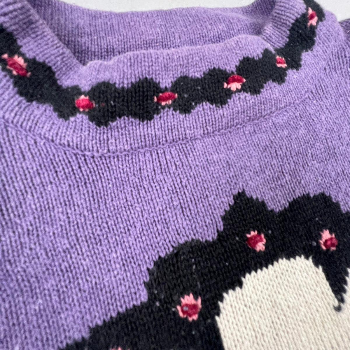 Maggie Lawrence Sweater Womens 22/24 Purple Floral Rose Embroidered Mock Neck