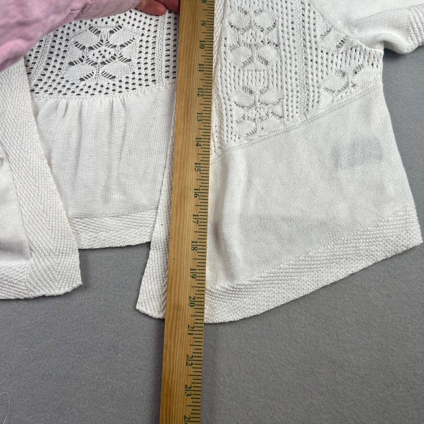 Torrid Cardigan Sweater Womens 1 White Pointelle Crochet Open Front Shrug Boho