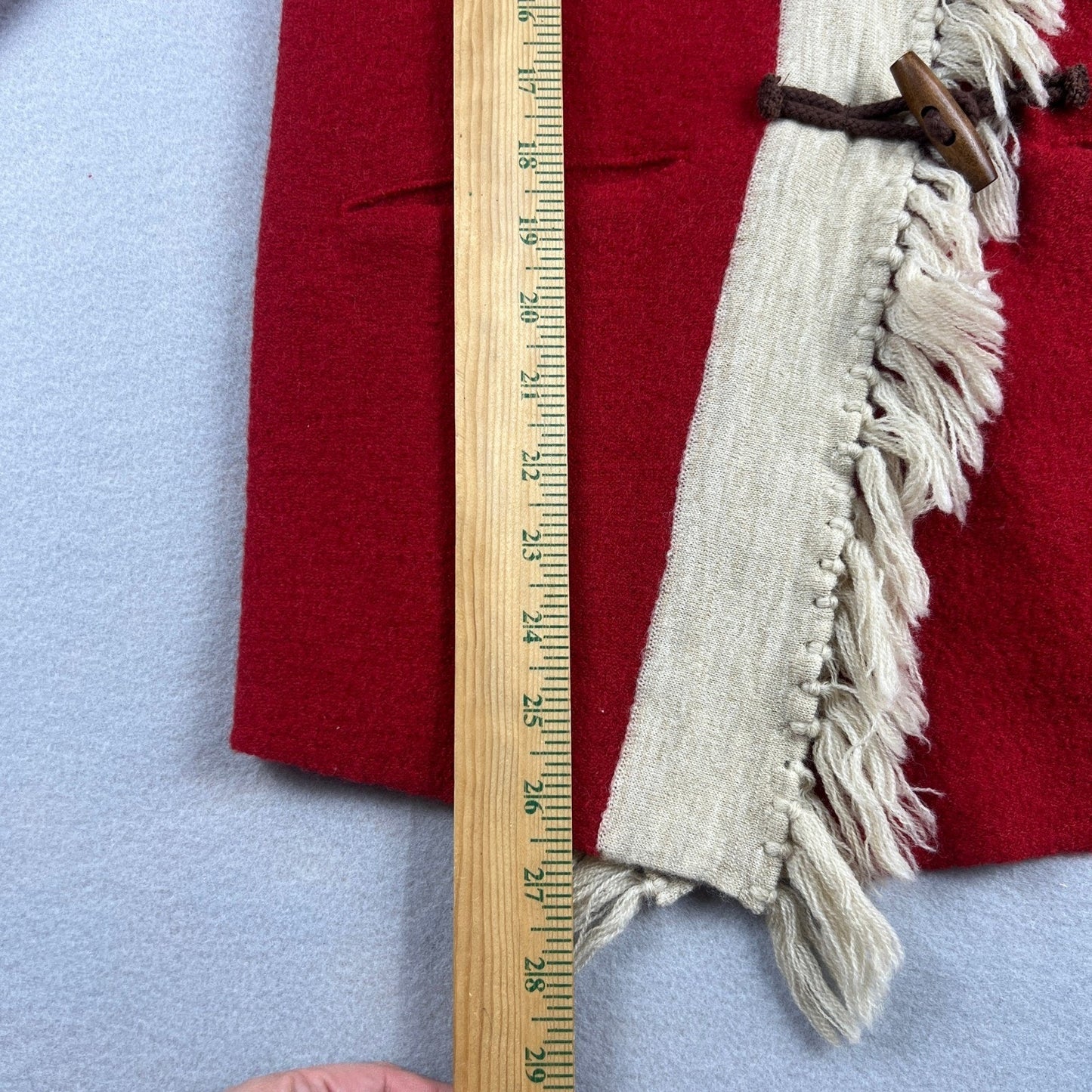 Sparrow Anthropologie Cardigan Womens Small Red Wool Fringe Toggle Boho Sweater