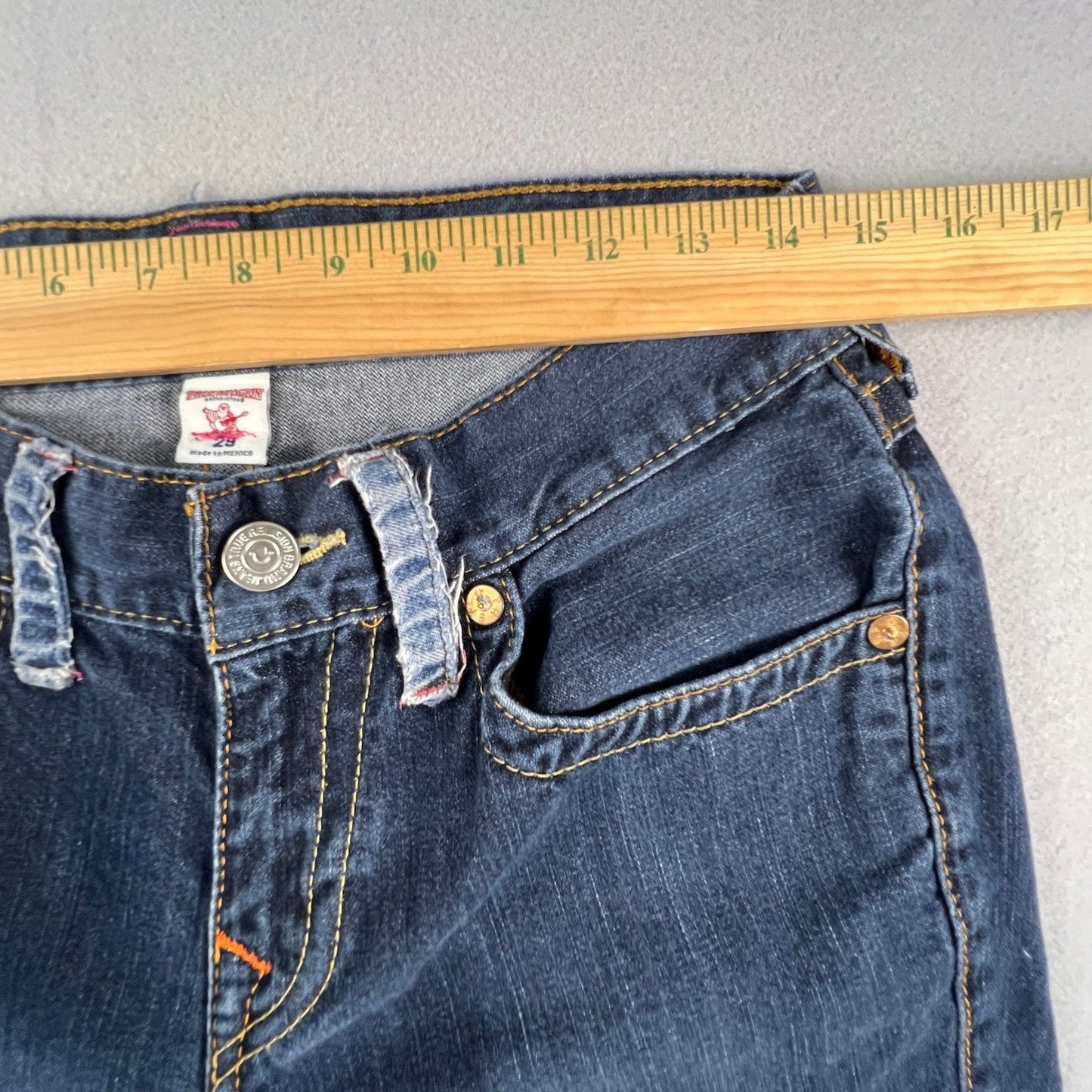 True Religion Skinny Jeans Womens 25 Dark Wash Low Rise Horseshoe Y2K Denim