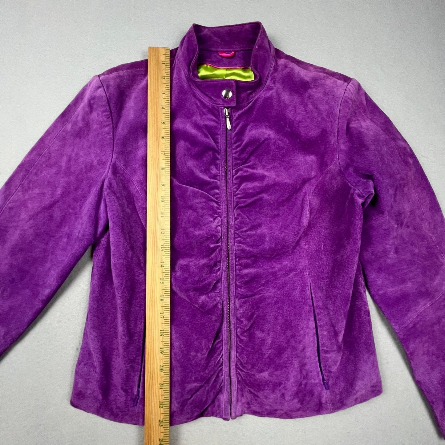 Wilsons Leather Maxima Suede Jacket Women L Purple Moto Mock Neck Y2K Joker Chic