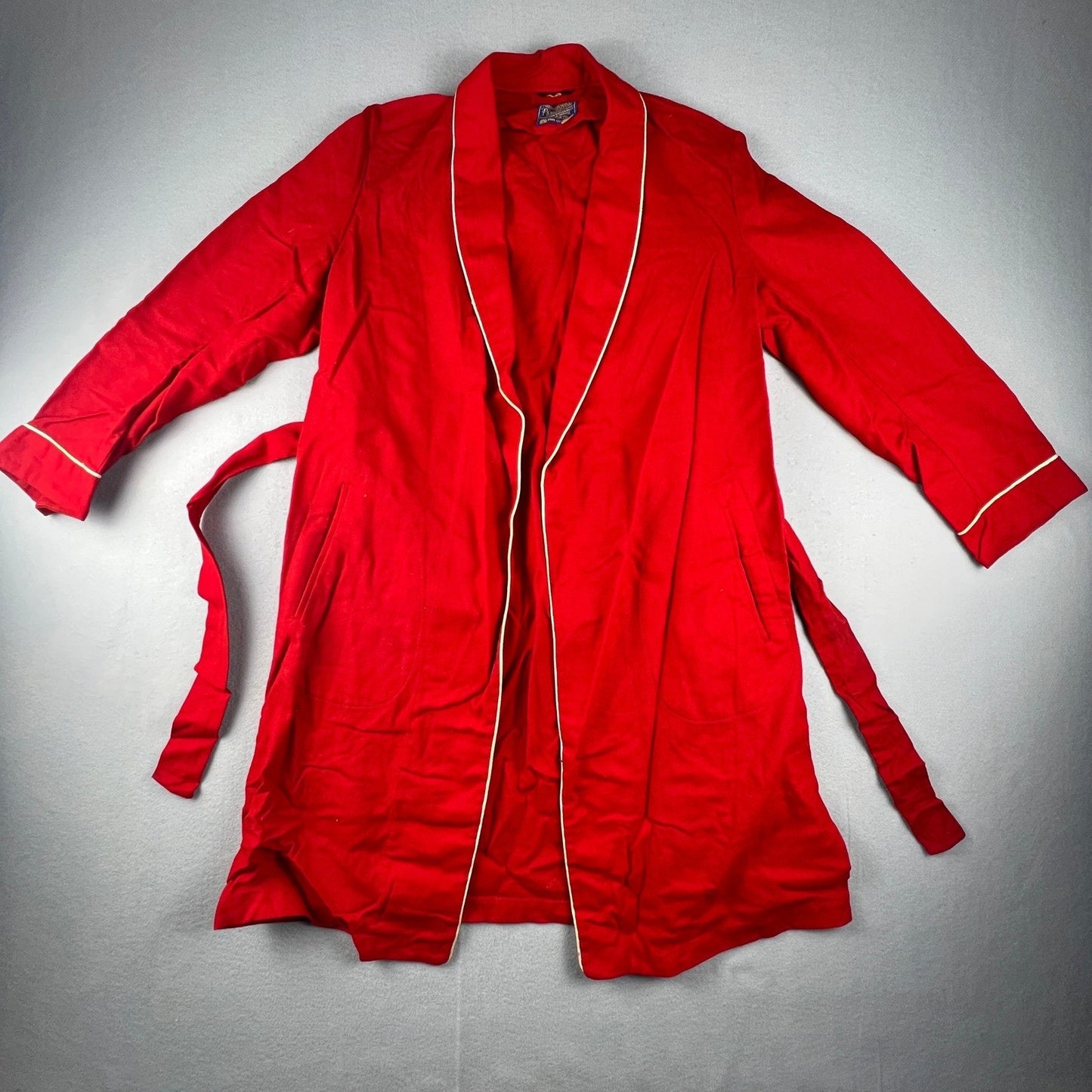 VTG Pendleton Robe Womens Medium Red Wool Piping Belted Loungewear Classic