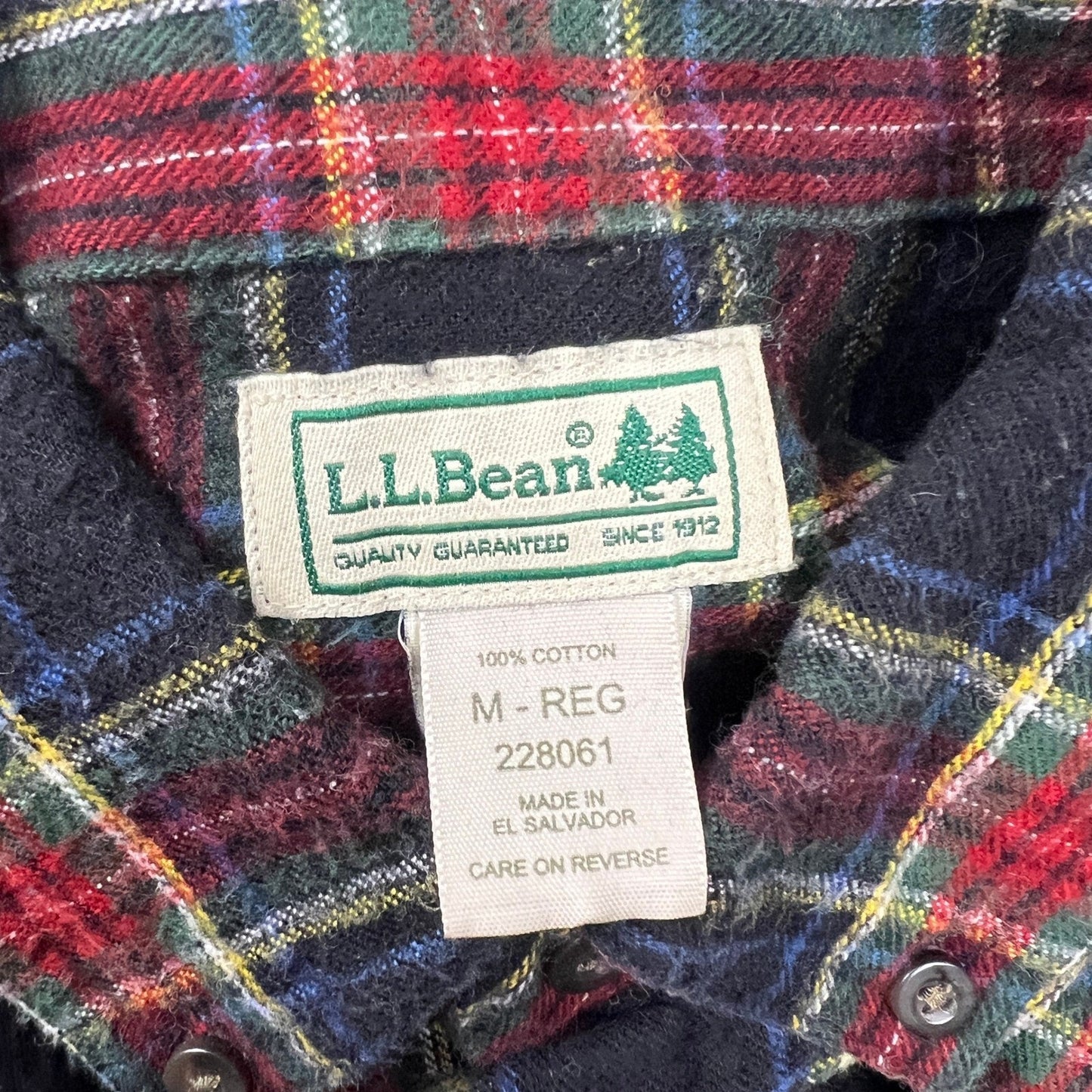 VTG L.L. Bean Flannel Shirt Mens Medium Regular Plaid Cotton Outdoor Casual