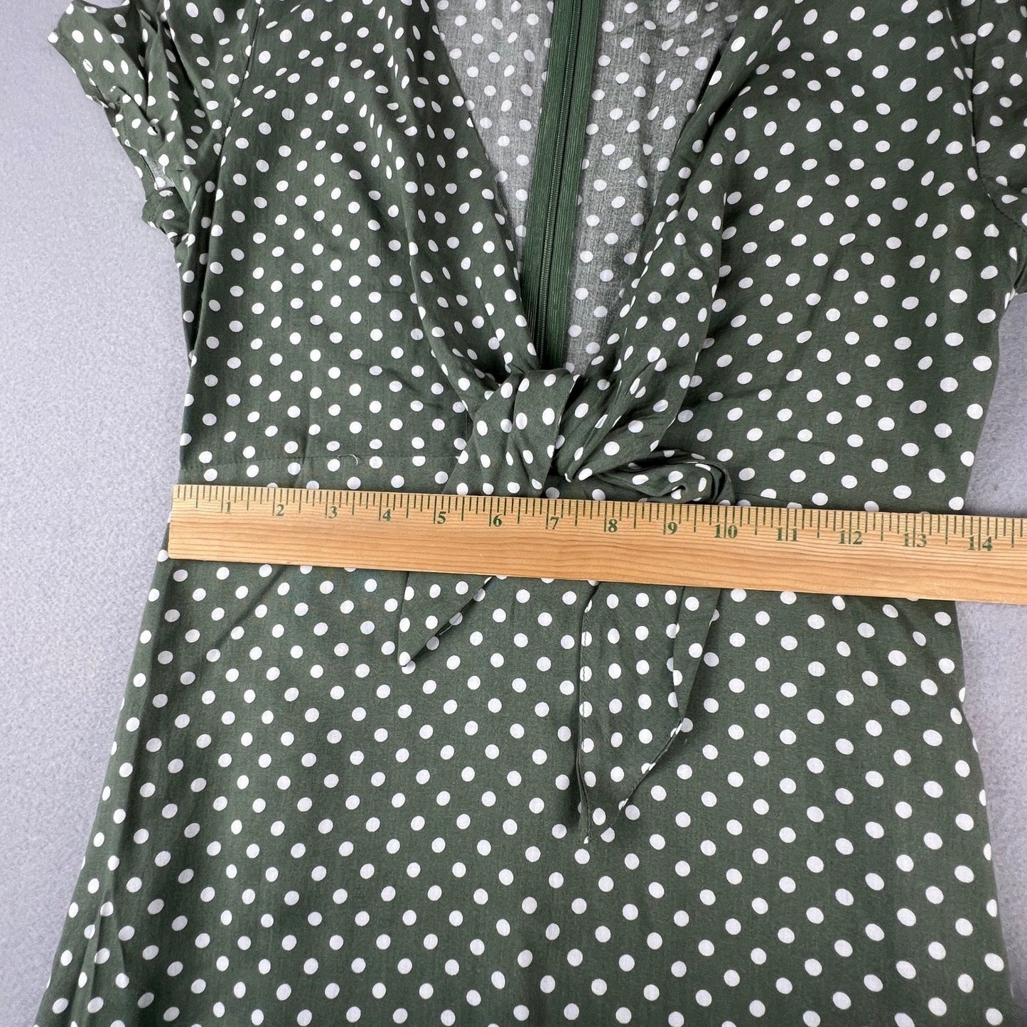 Anthropologie Grade & Gather Midi Dress Womens M Green Polka Dot Summer Casual