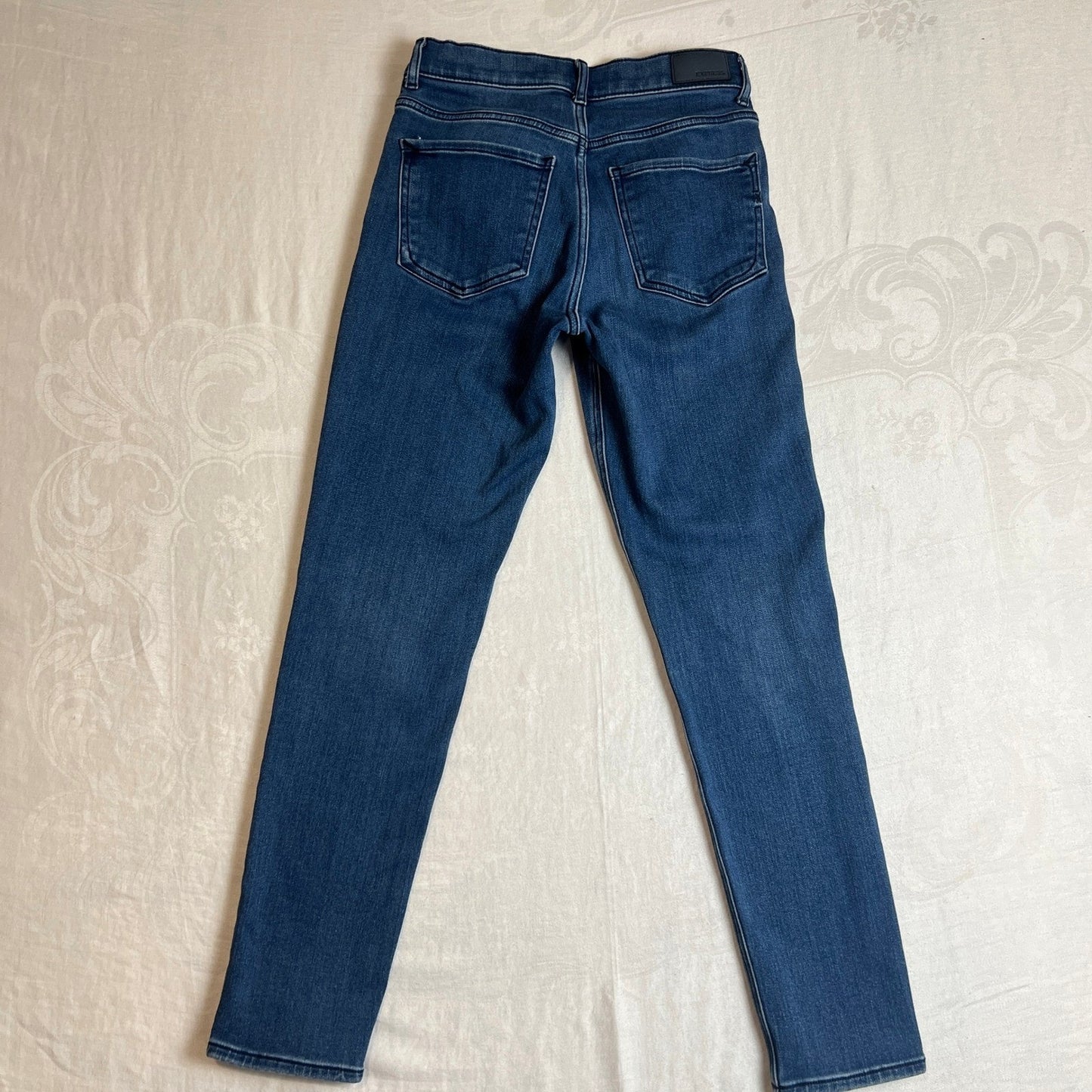 Express High Rise Jeans Womens 2R Ankle Legging Button Fly Medium Wash Stretch