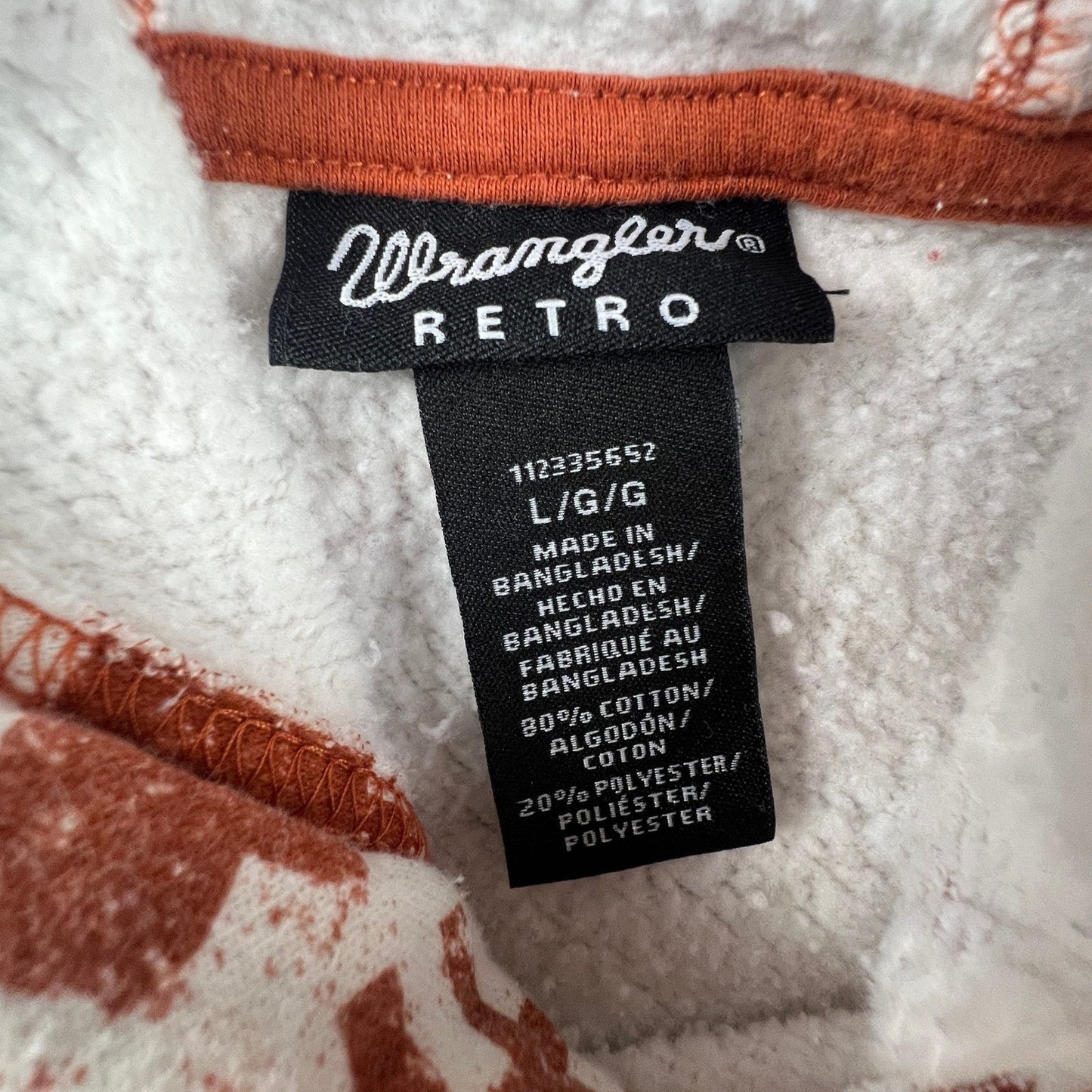 Wrangler Retro Hoodie Womens Large Rust Orange Southwestern Geometric Pullover