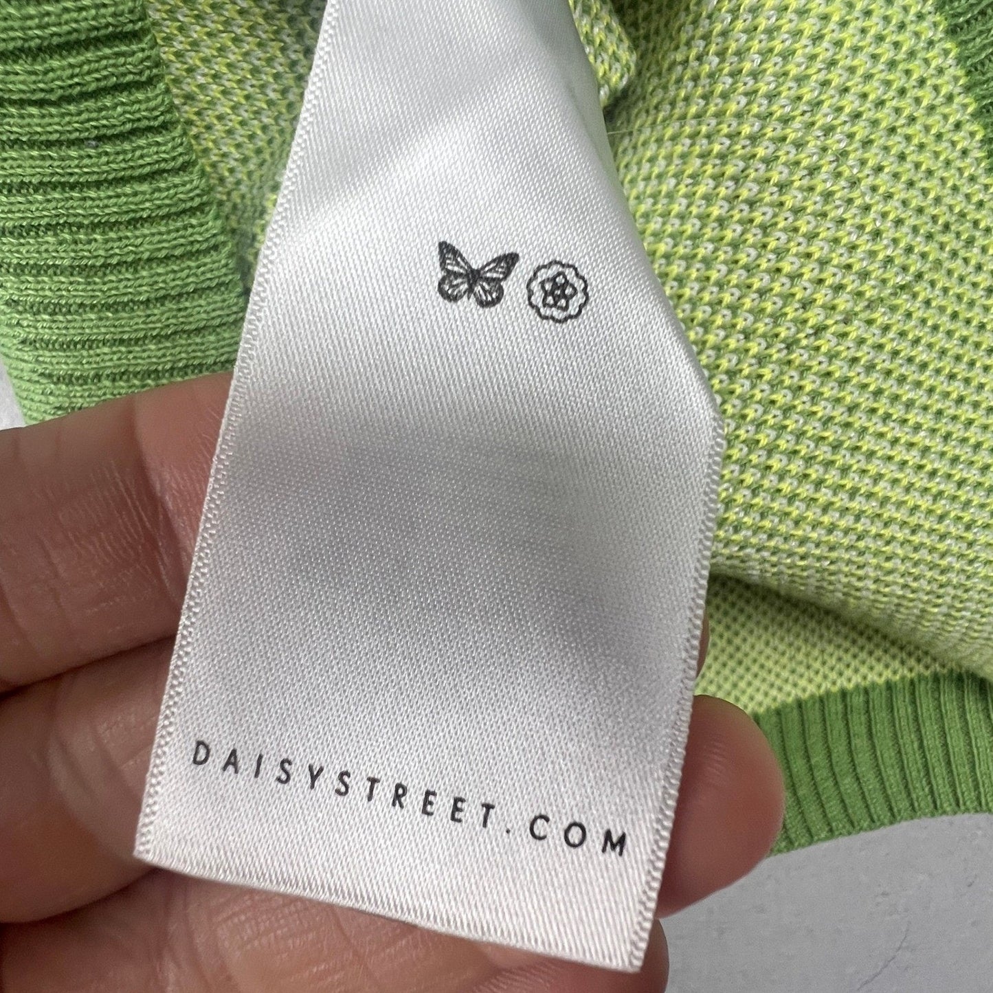 Daisy Street Halter Knit Top Womens Small Green Floral Button Front Retro Y2K
