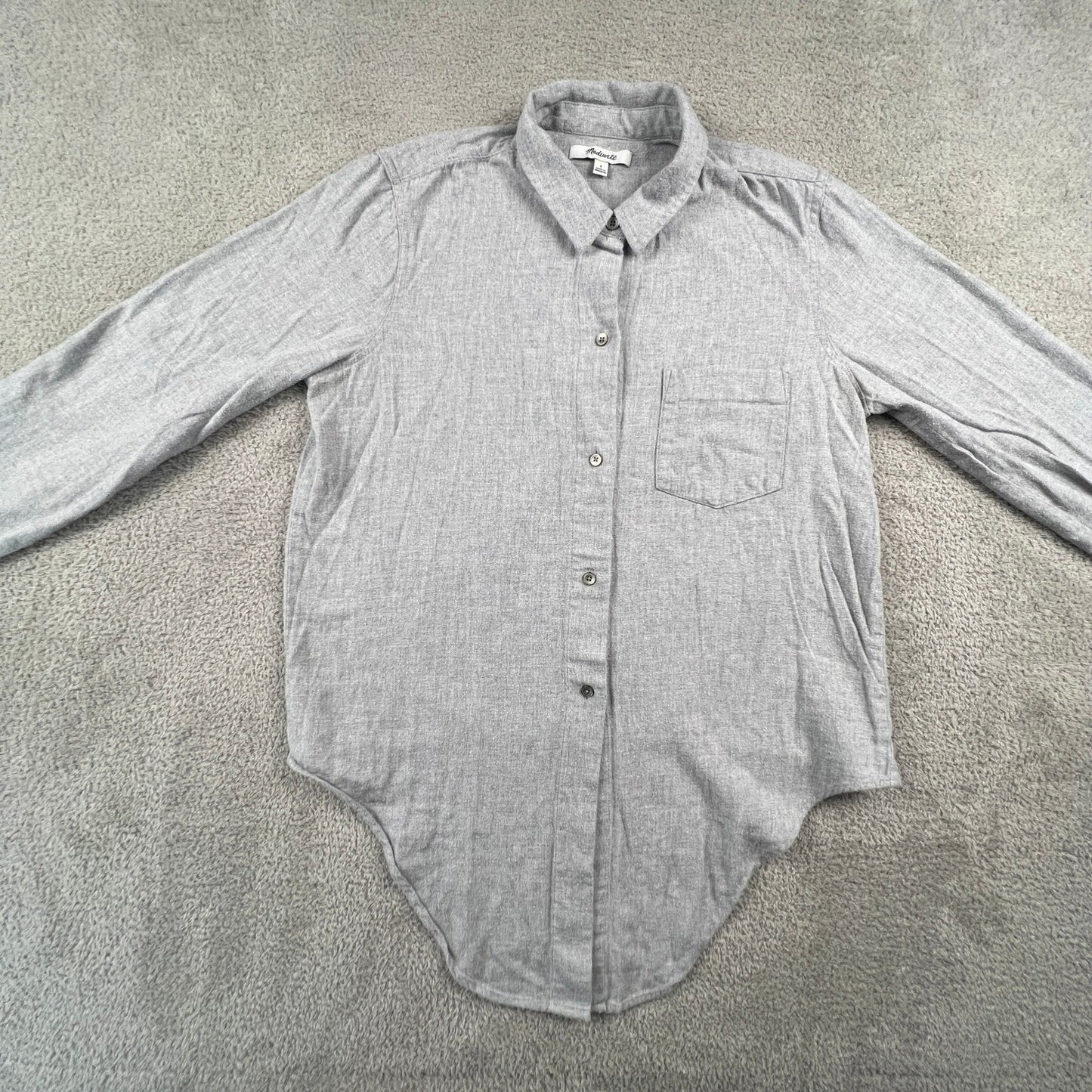 Madewell Cotton Shirt Womens Small Gray Button Up Long Sleeve Casual Minimalist