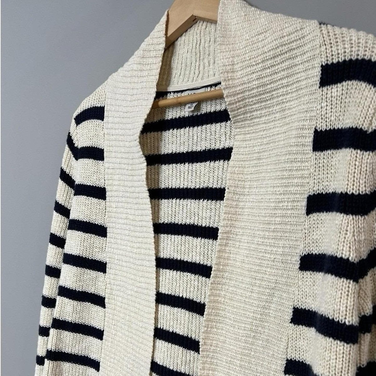 L.L.Bean Nautical Stripe Cardigan Womens XS Shawl Collar Coastal Preppy