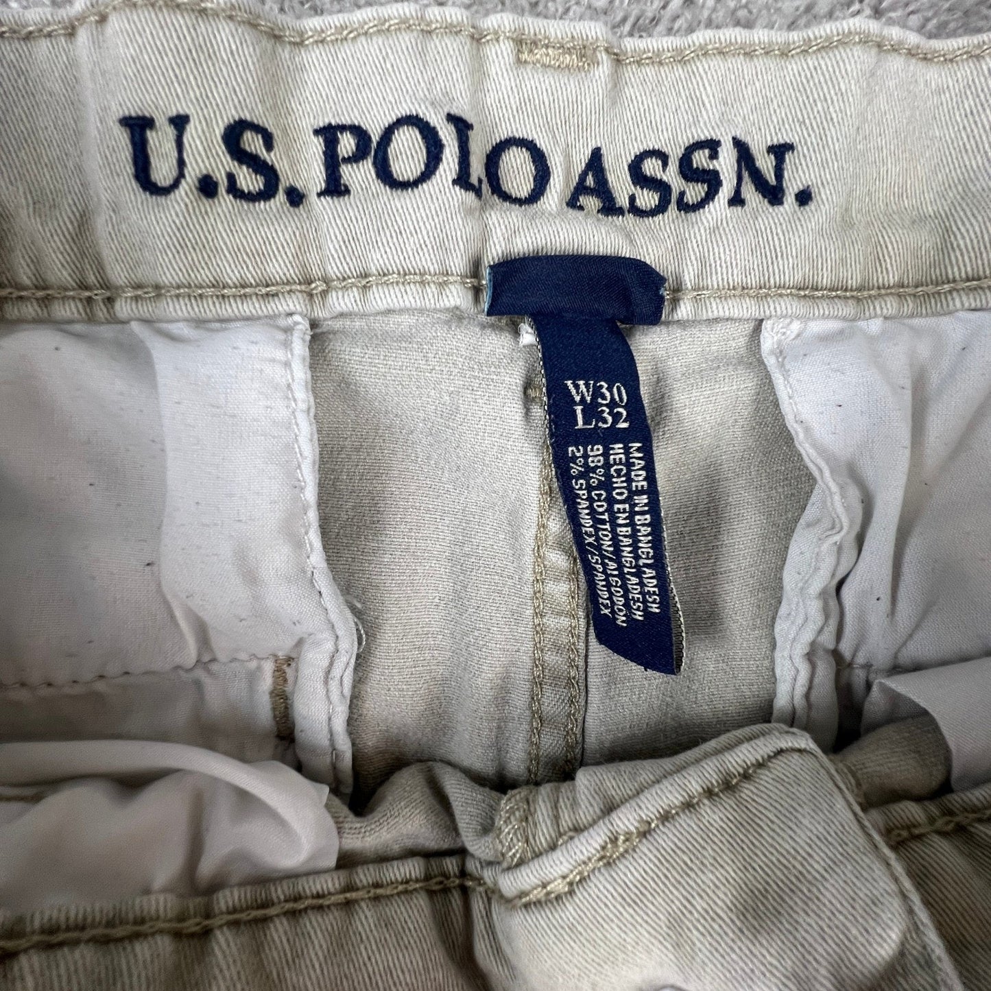 Vintage US Polo Assn. Mens 30 x 32 Stretch Cargo Pants Khaki Ralph Lauren