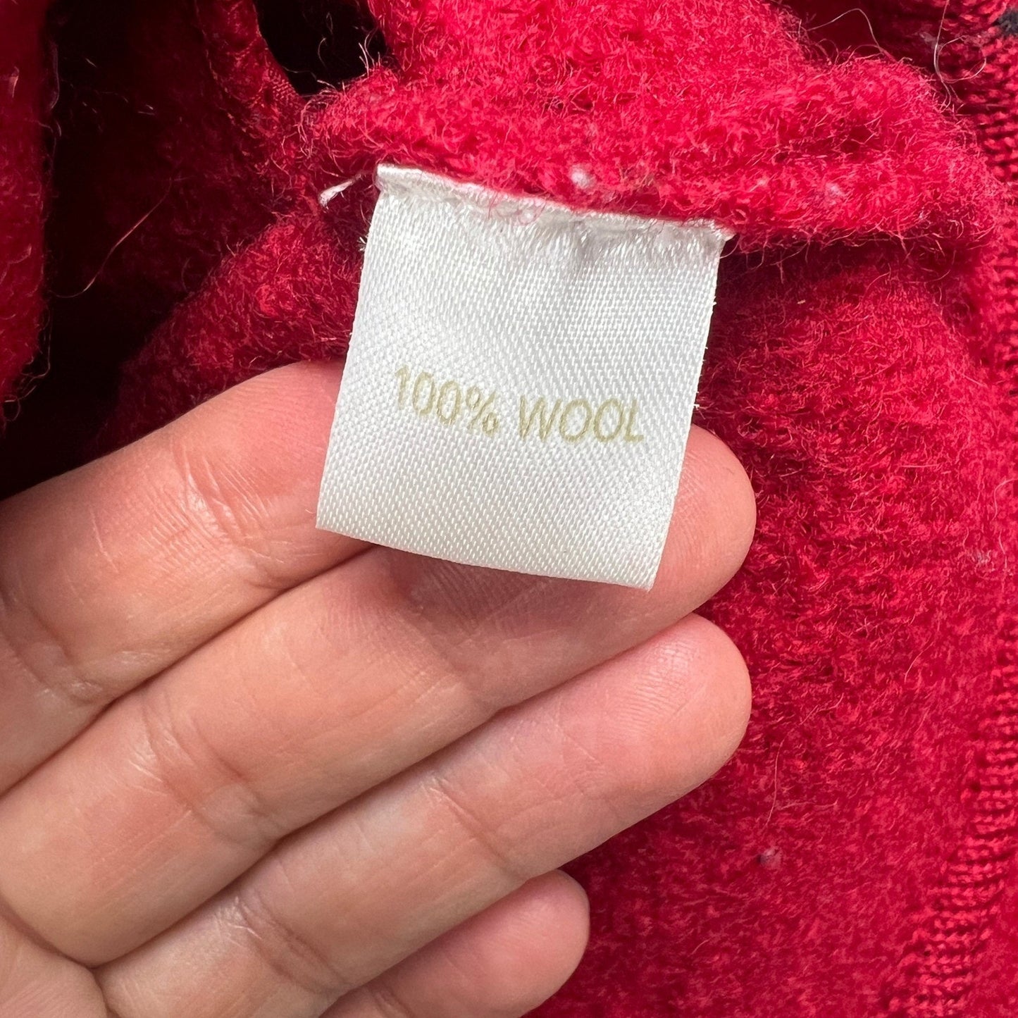 VTG Norm Thompson 100% Wool Jacket Small Red Embroidered Zip Up Cardigan Festive