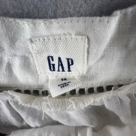 100% Linen White Camisole Top 12 Eyelet Embroidered Strappy Boho Summer GAP