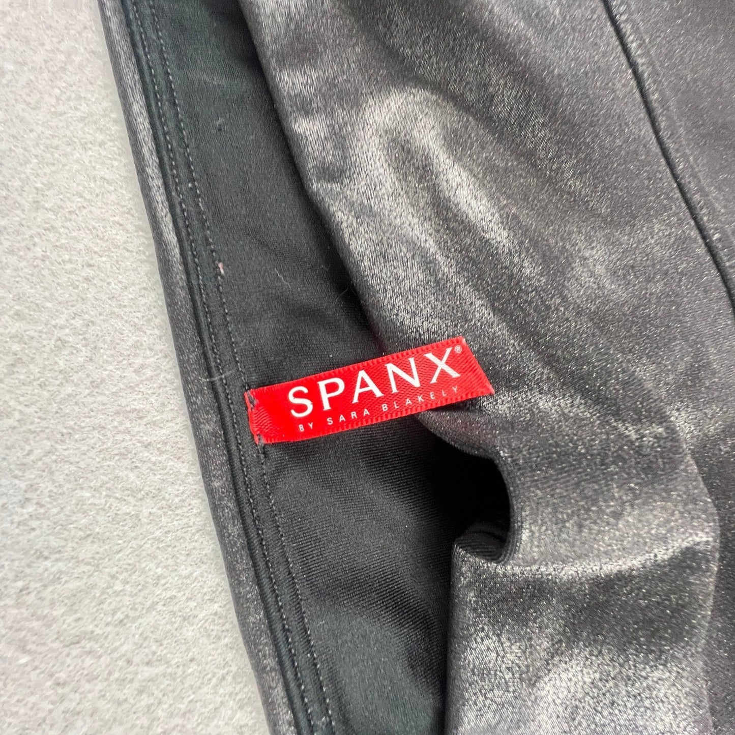 Spanx Faux Leather Leggings Womens Small Petite Black High Waist Edgy Chic